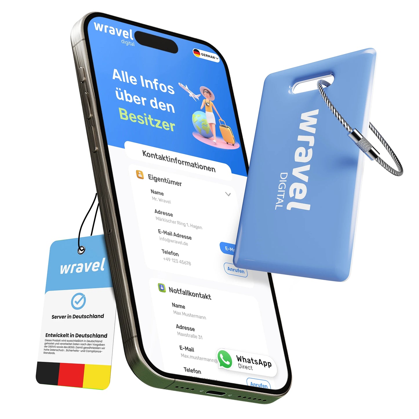 Smarter Kofferanhänger  -  mit QR-Code & NFC Funktion