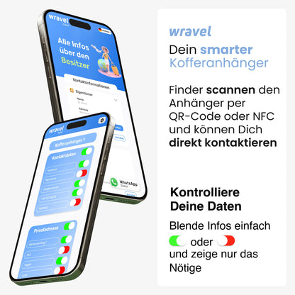 Smarter Kofferanhänger  -  mit QR-Code & NFC Funktion