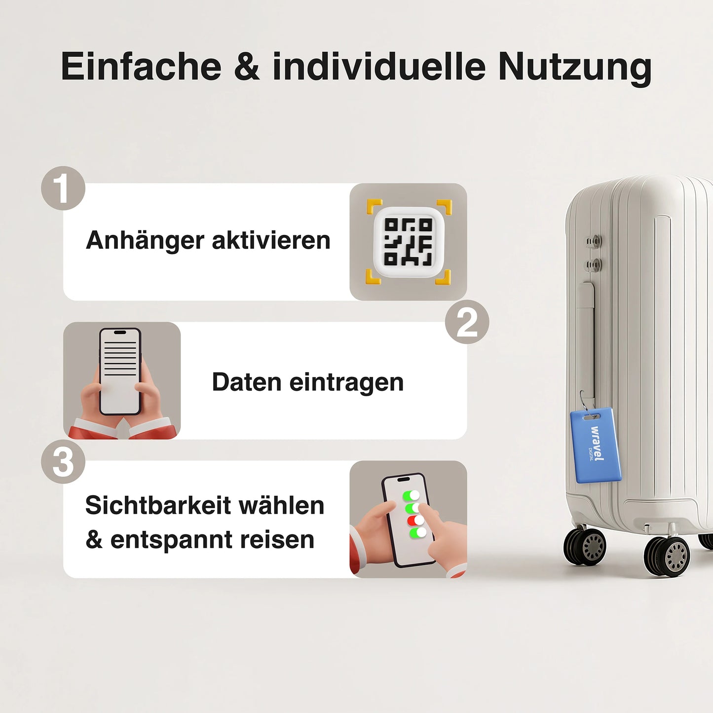 Smarter Kofferanhänger  -  mit QR-Code & NFC Funktion
