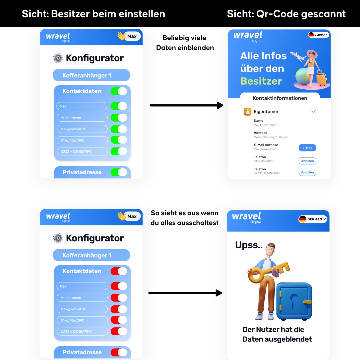 Smarter Kofferanhänger  -  mit QR-Code & NFC Funktion