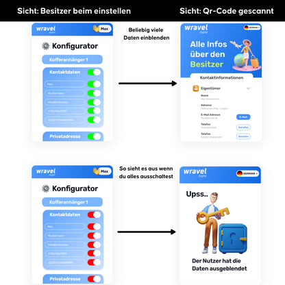 Smarter Kofferanhänger  -  mit QR-Code & NFC Funktion